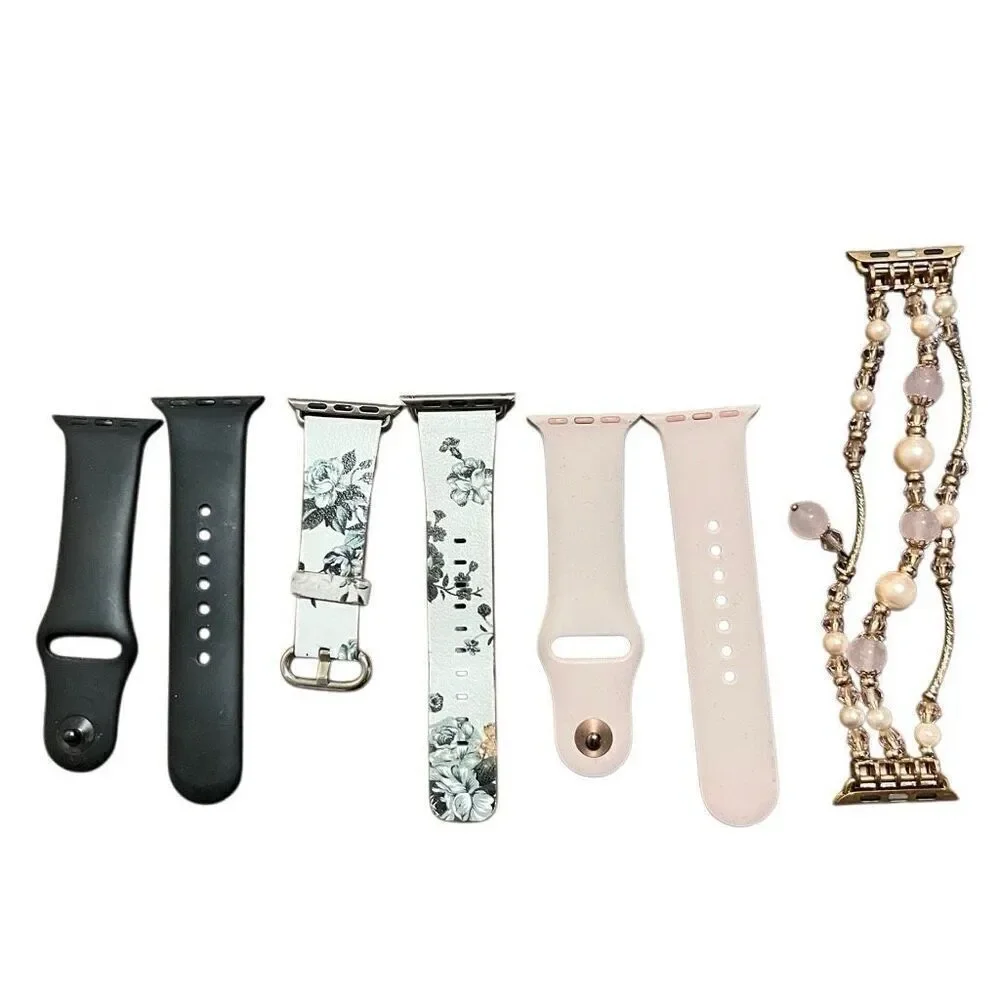 Bundle (4) Apple Watch bands 38 mm pink/ black/ floral/ beaded